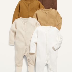 Unisex 2-Way-Zip Sleep & Play Footed One-Piece 5-Pack for Baby
