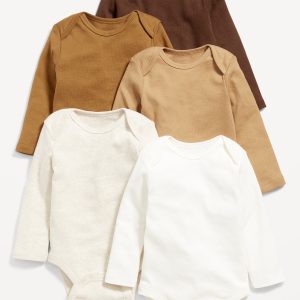 Unisex Long-Sleeve Bodysuit 5-Pack for Baby