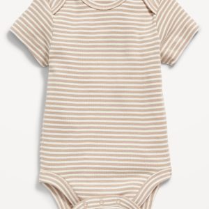 Unisex Short-Sleeve Striped Bodysuit for Baby