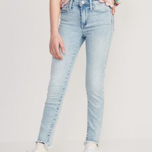 High-Waisted Rockstar 360° Stretch Frayed-Hem Super Skinny Jeggings for Girls