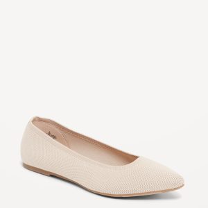Soft-Knit Pointed-Toe Ballet Flats