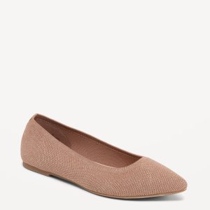 Soft-Knit Pointed-Toe Ballet Flats