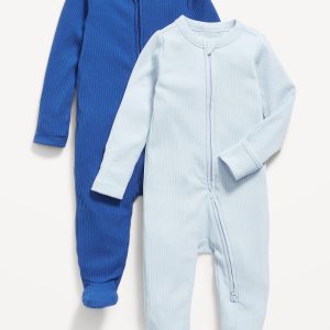 Unisex 2-Way-Zip Sleep & Play Footed One-Piece 2-Pack for Baby