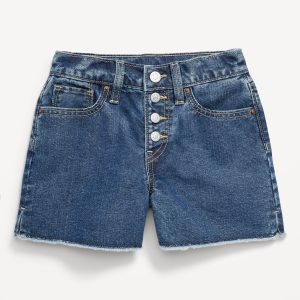 High-Waisted Wow Frayed-Hem Jean Shorts for Girls