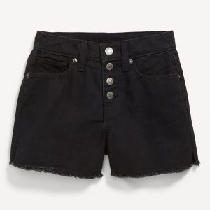 High-Waisted Wow Frayed-Hem Jean Shorts for Girls