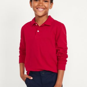 School Uniform Long-Sleeve Polo Shirt for Boys