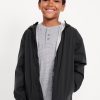Hooded Zip-Front Water-Resistant Jacket for Boys