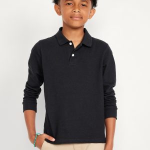 School Uniform Long-Sleeve Polo Shirt for Boys