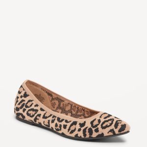 Soft-Knit Pointed-Toe Ballet Flats