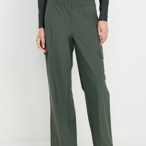 High-Waisted SleekTech Wide-Leg Cargo Pants
