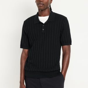 Ribbed Polo Sweater
