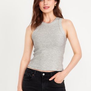 Snug Rib-Knit Crop Tank Top