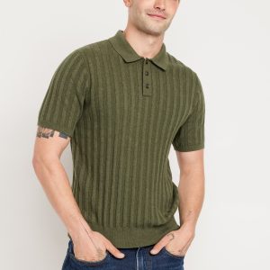 Ribbed Polo Sweater