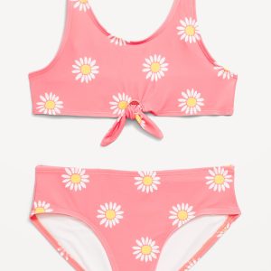 Printed Tie-Knot Bikini Swim Set for Girls