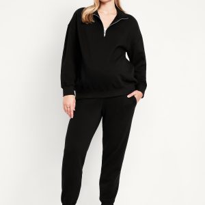 Maternity Rollover-Waist Jogger Sweatpants