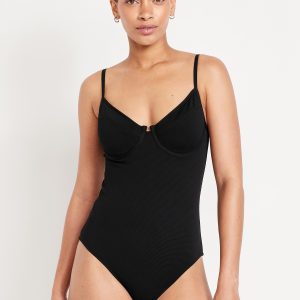Textured One-Piece Balconette Swimsuit