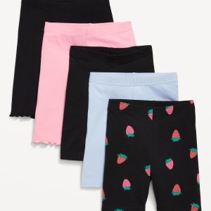 Long Biker Shorts Variety 5-Pack for Girls