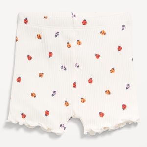 Ribbed Lettuce-Edge Biker Shorts for Baby