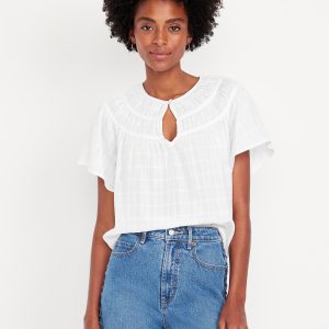 Flutter-Sleeve Dobby Top
