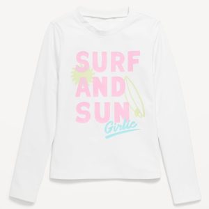 Long-Sleeve Graphic Rashguard Swim Top for Girls