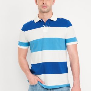 Classic Fit Striped Pique Polo