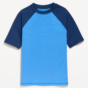 Raglan-Sleeve Rashguard Swim Top for Boys