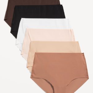 High-Waisted No-Show Brief Underwear 6-Pack
