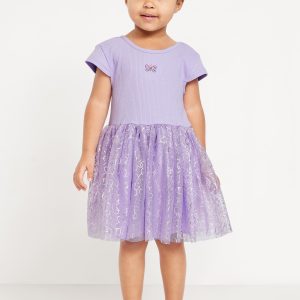Short-Sleeve Fit and Flare Tutu Dress for Toddler Girls