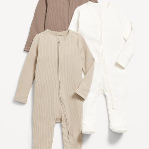 Unisex 2-Way-Zip Sleep & Play Footed One-Piece 3-Pack for Baby