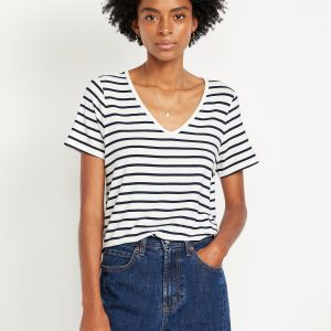 Luxe V-Neck Striped T-Shirt