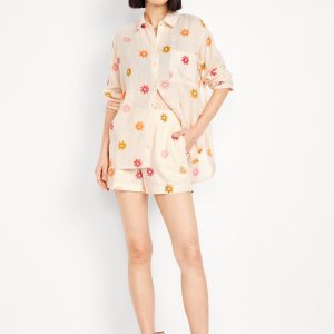 High-Waisted Linen-Blend Pull-On Shorts -- 3.5-inch inseam