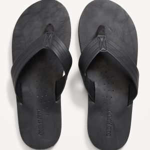 Faux-Leather Flip-Flop Sandals for Men