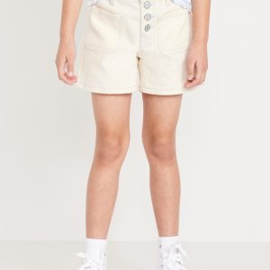 High-Waisted Mariner Midi Jean Shorts for Girls