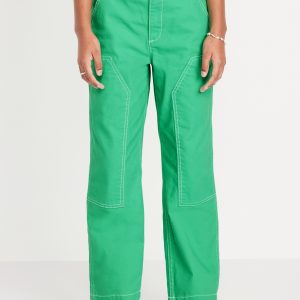 Loose High-Waisted Carpenter Pants for Girls
