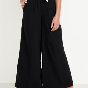 Loose Printed High-Waisted Double-Weave Wide-Leg Pants for Girls