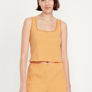 Rib Cropped Pajama Tank Top