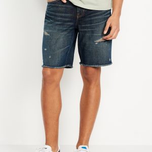 Slim Built-In Flex Jean Raw-Edge Shorts -- 9.5-inch inseam
