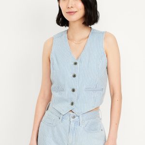 Button-Front Jean Vest