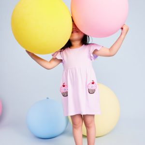 Birthday Embroidered Pockets Fit and Flare Dress for Toddler Girls