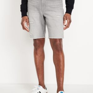 Slim Built-In Flex Jean Raw-Edge Shorts -- 9.5-inch inseam