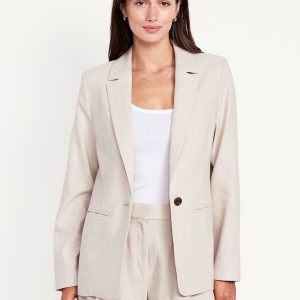 Taylor Fitted Linen-Blend Suit Blazer