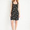 Square-Neck Linen-Blend Floral Mini Dress