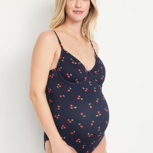 Maternity Textured One-Piece Balconette Swimsuit