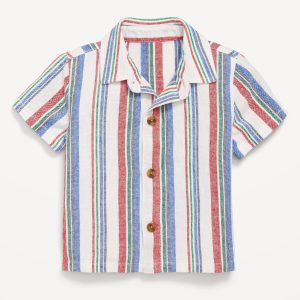 Printed Short-Sleeve Linen-Blend Shirt for Baby