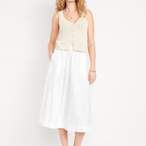 High-Waisted A-Line Midi Skirt