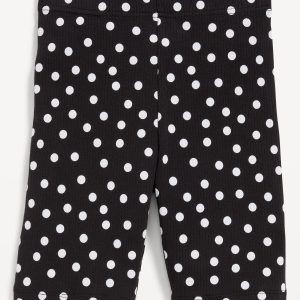 Printed Long Ribbed Biker Shorts for Girls