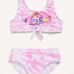 Licensed Graphic Tie-Front Bikini Swim Set for Girls