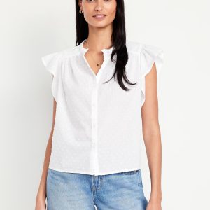 Button-Down Swiss Dot Top