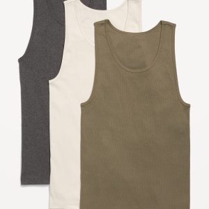 Go-Dry Rib-Knit Tank Tops 3-Pack