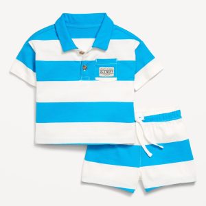Printed Polo Shirt and Shorts Set for Baby